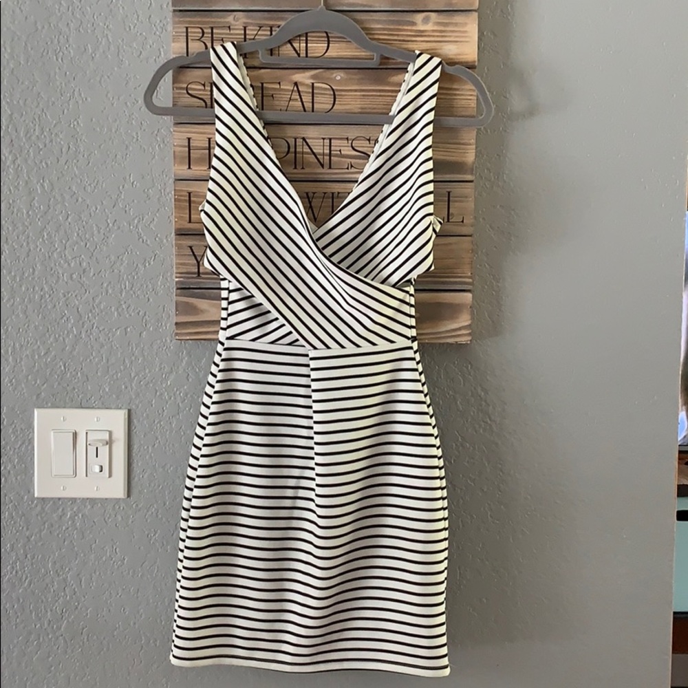Black & White Striped Body Con Dress